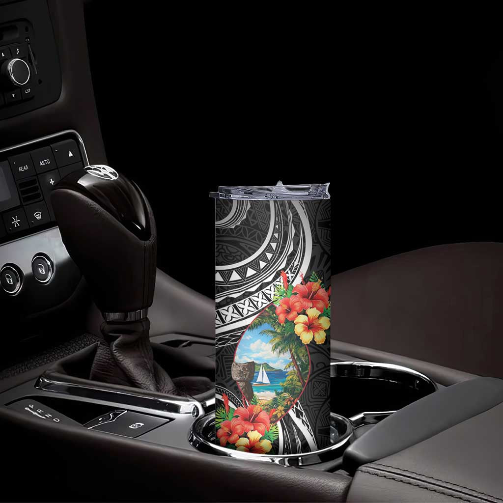 Hafa Adai Guam Skinny Tumbler Guahan Seal Chamorro Stones Tribal