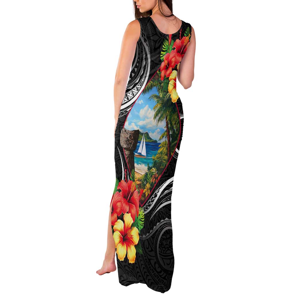Hafa Adai Guam Tank Maxi Dress Guahan Seal Chamorro Stones Tribal