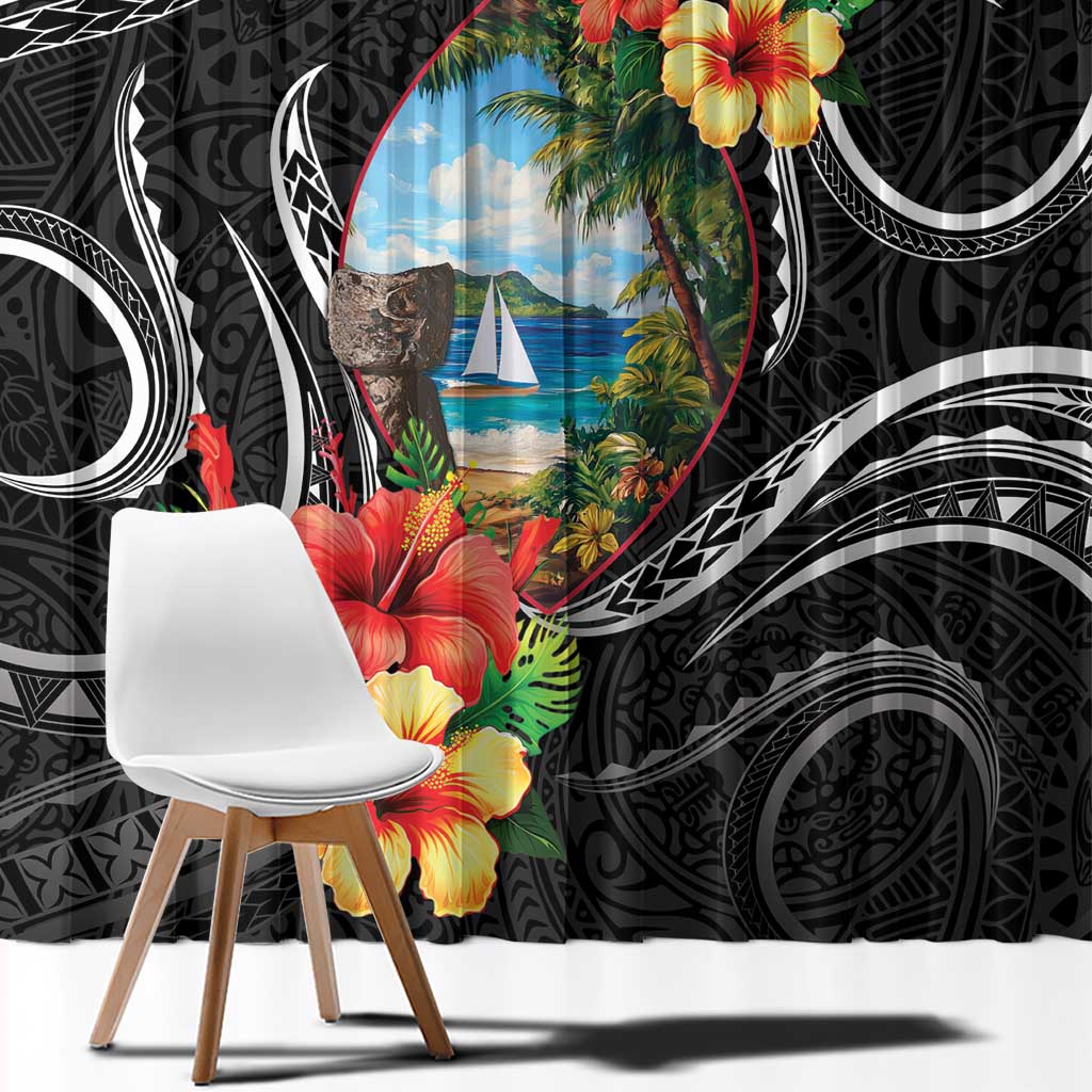 Hafa Adai Guam Window Curtain Guahan Seal Chamorro Stones Tribal