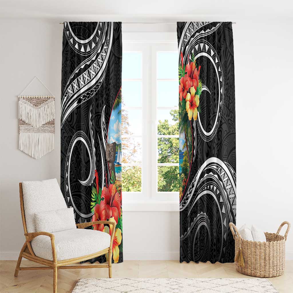 Hafa Adai Guam Window Curtain Guahan Seal Chamorro Stones Tribal