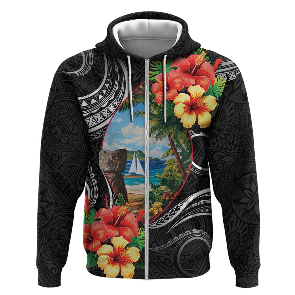 Hafa Adai Guam Zip Hoodie Guahan Seal Chamorro Stones Tribal