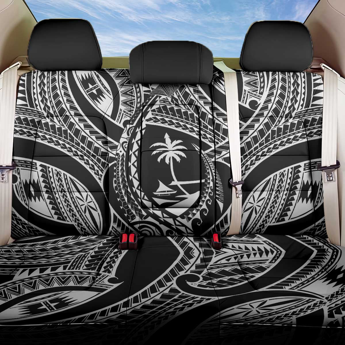 Hafa Adai Guam Inspired Tattoo Back Car Seat Cover