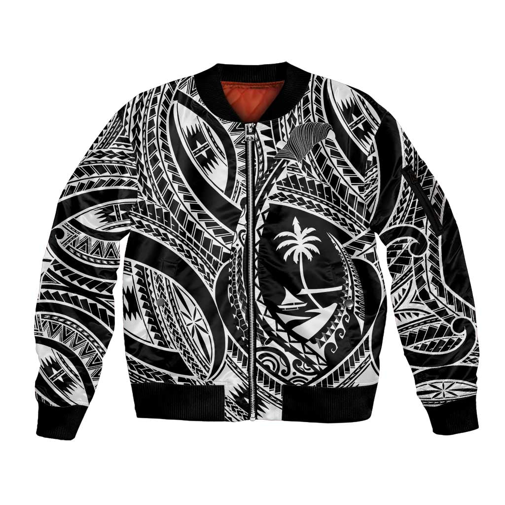 Hafa Adai Guam Inspired Tattoo Sleeve Zip Bomber Jacket