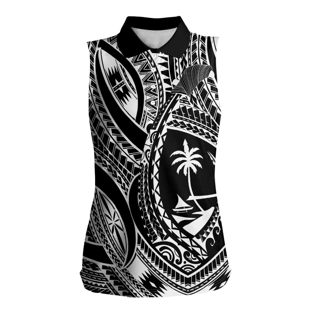 Hafa Adai Guam Inspired Tattoo Women Sleeveless Polo Shirt
