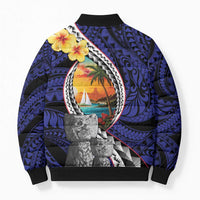 Hafa Adai Guam Seal Latte Stones Artwork Bomber Puffer Jacket - Polynesian Pride
