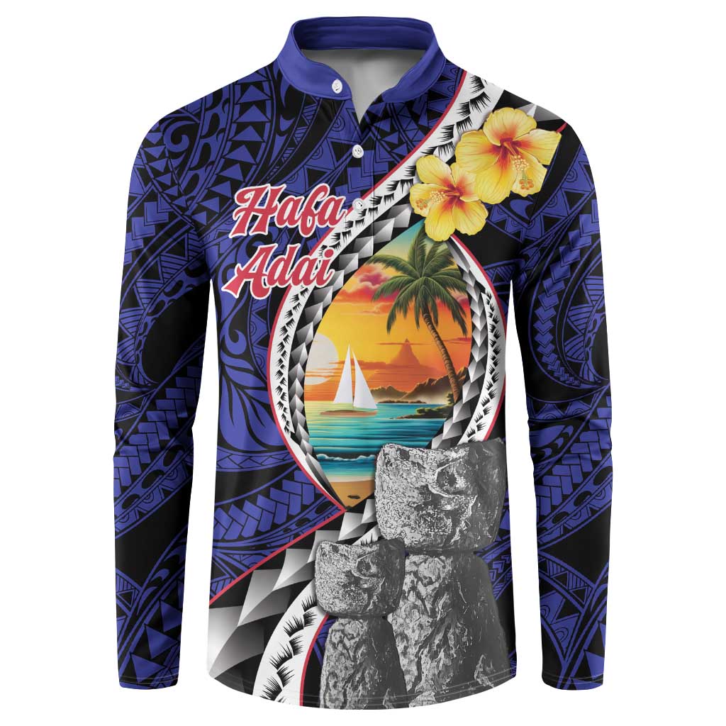 Hafa Adai Guam Seal Latte Stones Artwork Button Sweatshirt