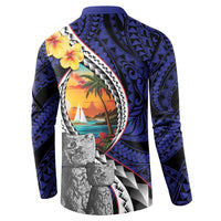 Hafa Adai Guam Seal Latte Stones Artwork Button Sweatshirt