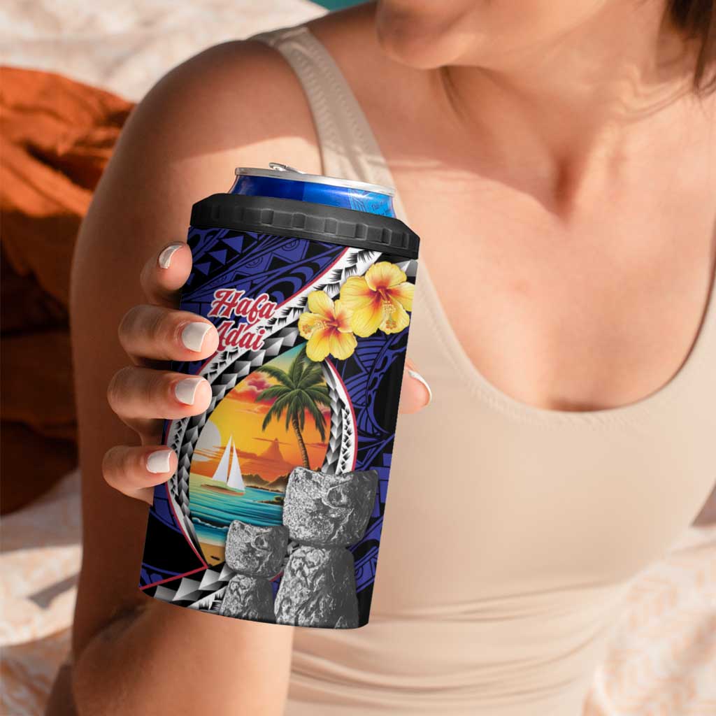 Hafa Adai Guam Seal Latte Stones Artwork 4 in 1 Can Cooler Tumbler