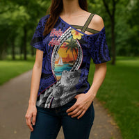 Hafa Adai Guam Seal Latte Stones Artwork Cross Shoulder Shirt - Polynesian Pride