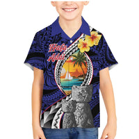 Hafa Adai Guam Seal Latte Stones Artwork Family Matching Mermaid Dress and Hawaiian Shirt