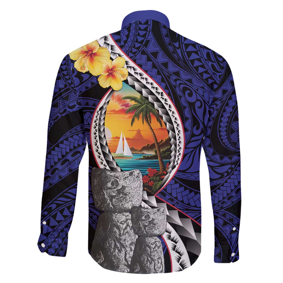 Hafa Adai Guam Seal Latte Stones Artwork Family Matching Off The Shoulder Long Sleeve Dress and Hawaiian Shirt