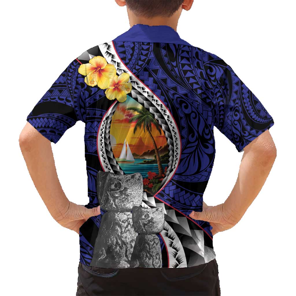 Hafa Adai Guam Seal Latte Stones Artwork Family Matching Off Shoulder Short Dress and Hawaiian Shirt