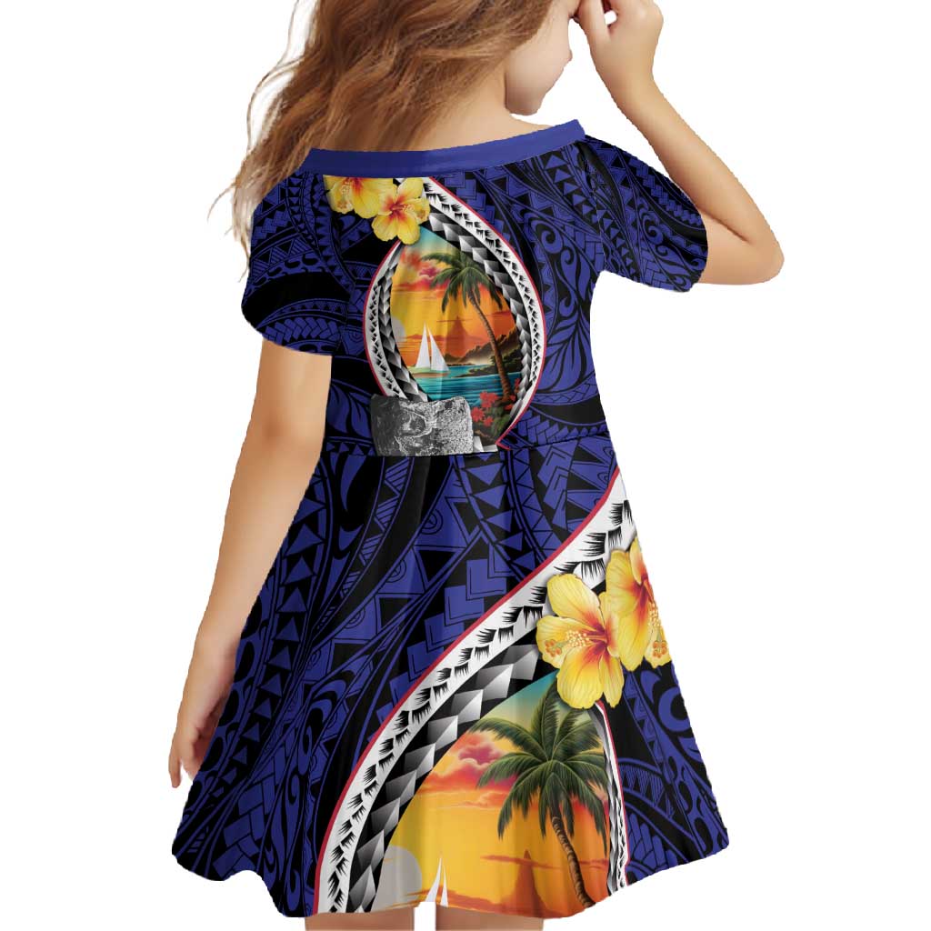 Hafa Adai Guam Seal Latte Stones Artwork Family Matching Short Sleeve Bodycon Dress and Hawaiian Shirt LT9 - Polynesian Pride