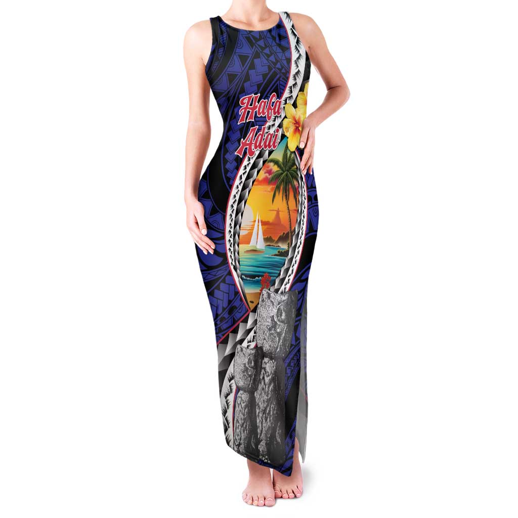 Hafa Adai Guam Seal Latte Stones Artwork Family Matching Tank Maxi Dress and Hawaiian Shirt