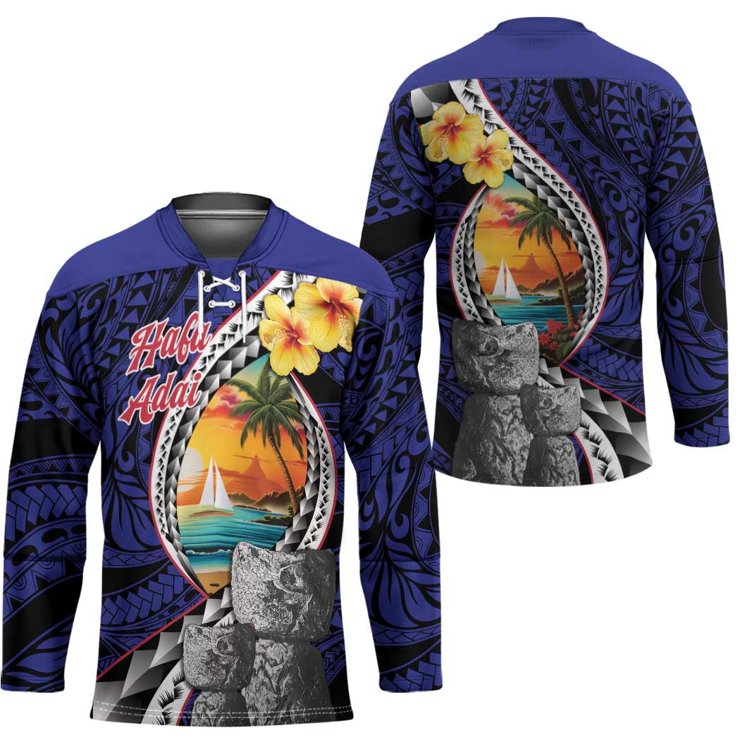 Hafa Adai Guam Seal Latte Stones Artwork Hockey Jersey - Polynesian Pride