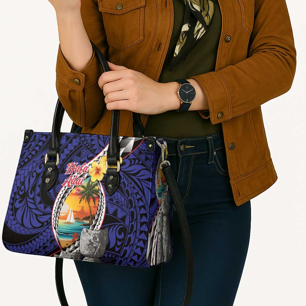 Hafa Adai Guam Seal Latte Stones Artwork Leather Bag - Polynesian Pride