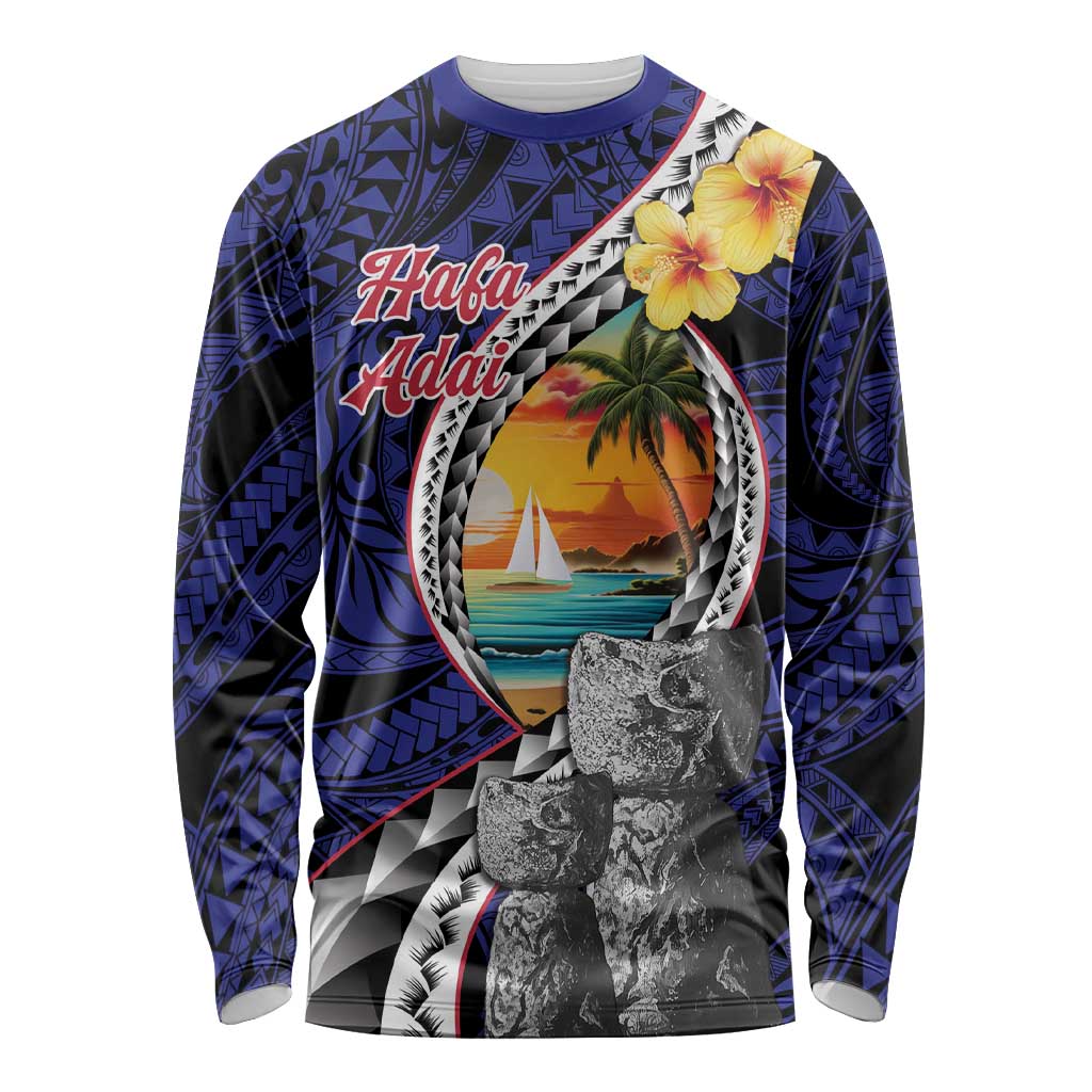 Hafa Adai Guam Seal Latte Stones Artwork Long Sleeve Shirt