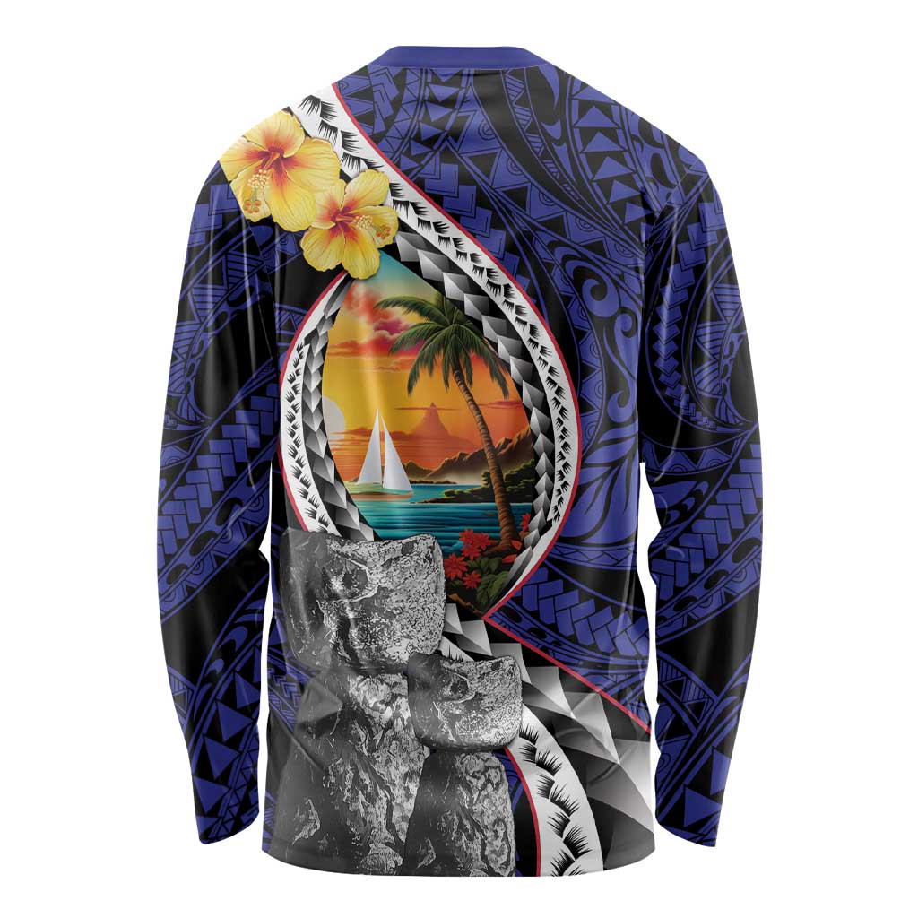 Hafa Adai Guam Seal Latte Stones Artwork Long Sleeve Shirt