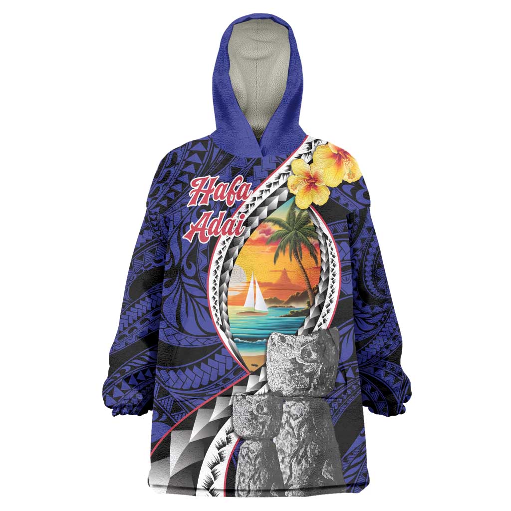 Hafa Adai Guam Seal Latte Stones Artwork Wearable Blanket Hoodie