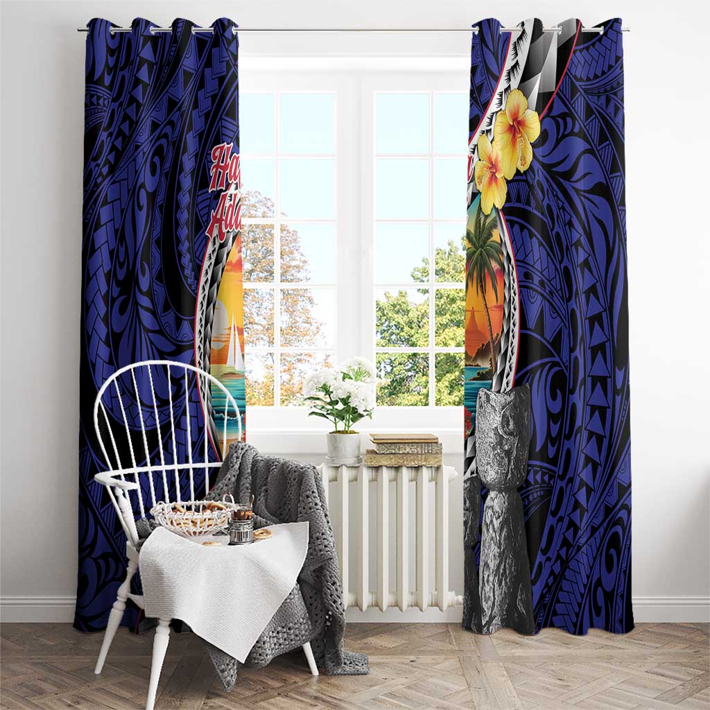 Hafa Adai Guam Seal Latte Stones Artwork Window Curtain