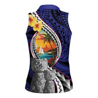 Hafa Adai Guam Seal Latte Stones Artwork Women Sleeveless Polo Shirt