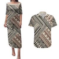 Niho Taniwha Kowhaiwhai Couples Matching Puletasi and Hawaiian Shirt