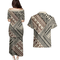 Niho Taniwha Kowhaiwhai Couples Matching Puletasi and Hawaiian Shirt