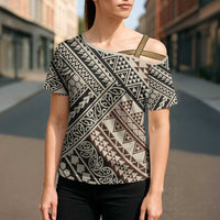 Niho Taniwha Kowhaiwhai Cross Shoulder Shirt - Polynesian Pride