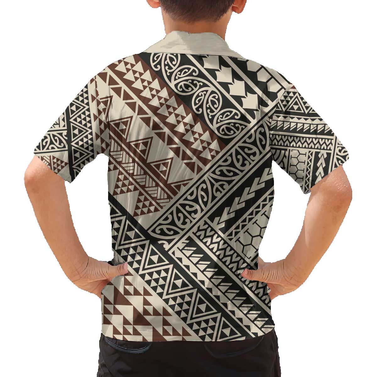 Niho Taniwha Kowhaiwhai Family Matching Off The Shoulder Long Sleeve Dress and Hawaiian Shirt LT9 - Polynesian Pride