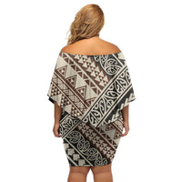 Niho Taniwha Kowhaiwhai Family Matching Off Shoulder Short Dress and Hawaiian Shirt LT9 - Polynesian Pride