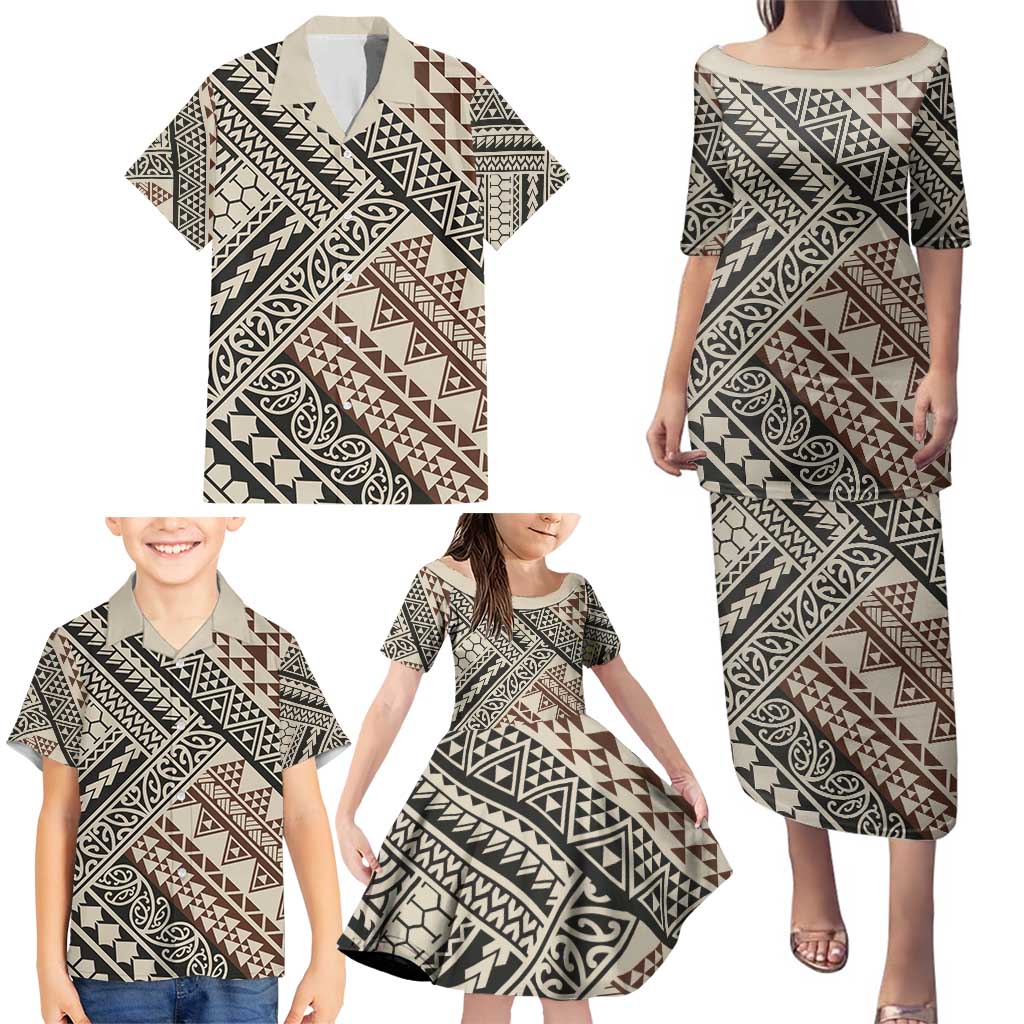 Niho Taniwha Kowhaiwhai Family Matching Puletasi and Hawaiian Shirt LT9 - Polynesian Pride