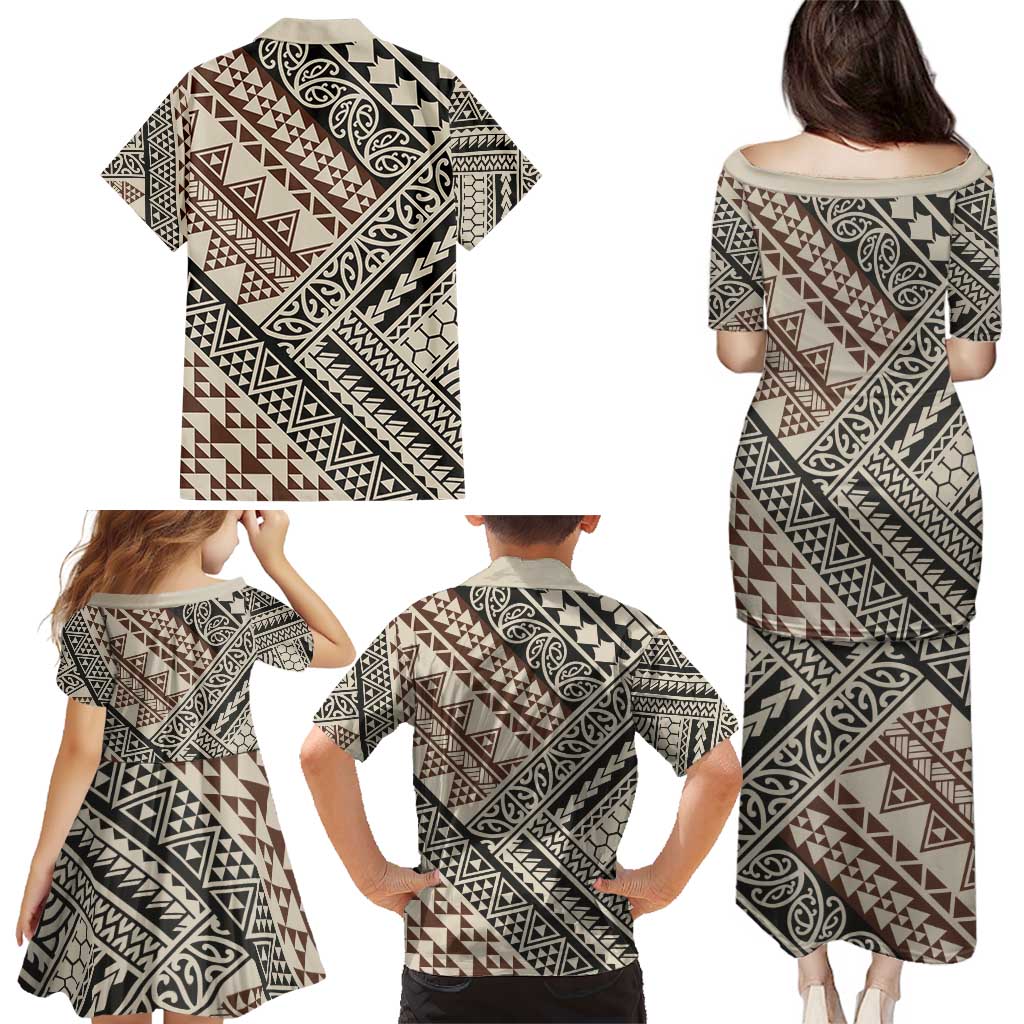 Niho Taniwha Kowhaiwhai Family Matching Puletasi and Hawaiian Shirt LT9 - Polynesian Pride