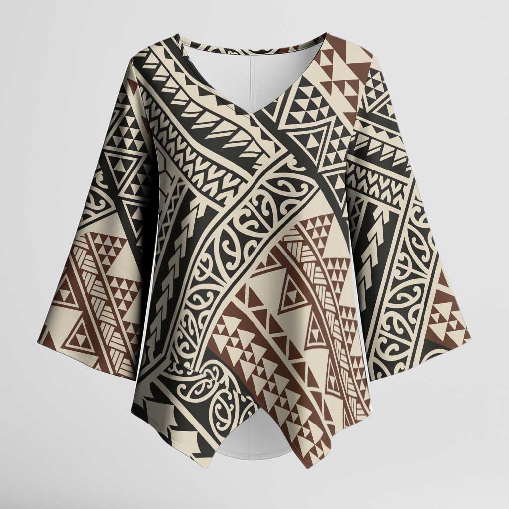Niho Taniwha Kowhaiwhai Kimono Sleeve Blouse - Polynesian Pride