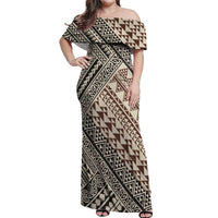 Niho Taniwha Kowhaiwhai Off Shoulder Maxi Dress