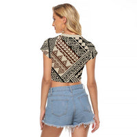 Niho Taniwha Kowhaiwhai Raglan Cropped T Shirt