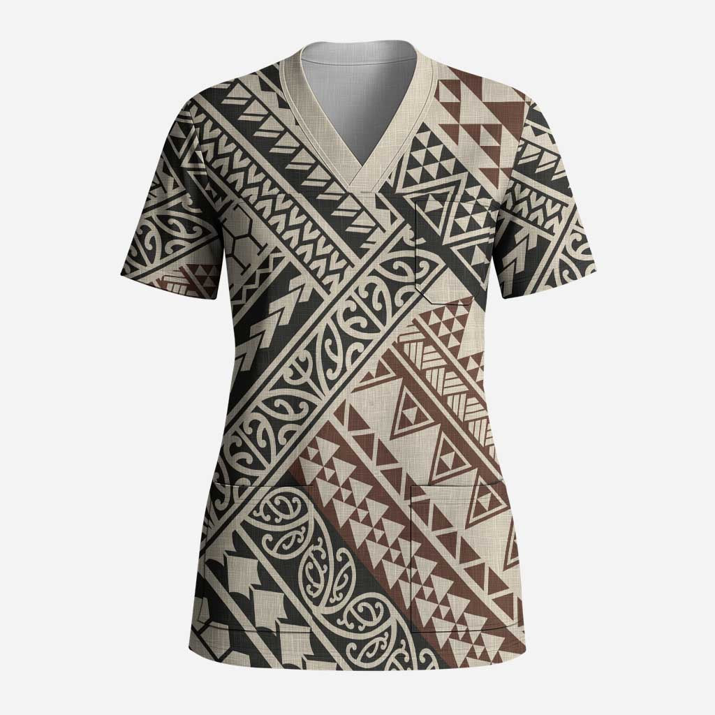Niho Taniwha Kowhaiwhai Scrub Top - Polynesian Pride