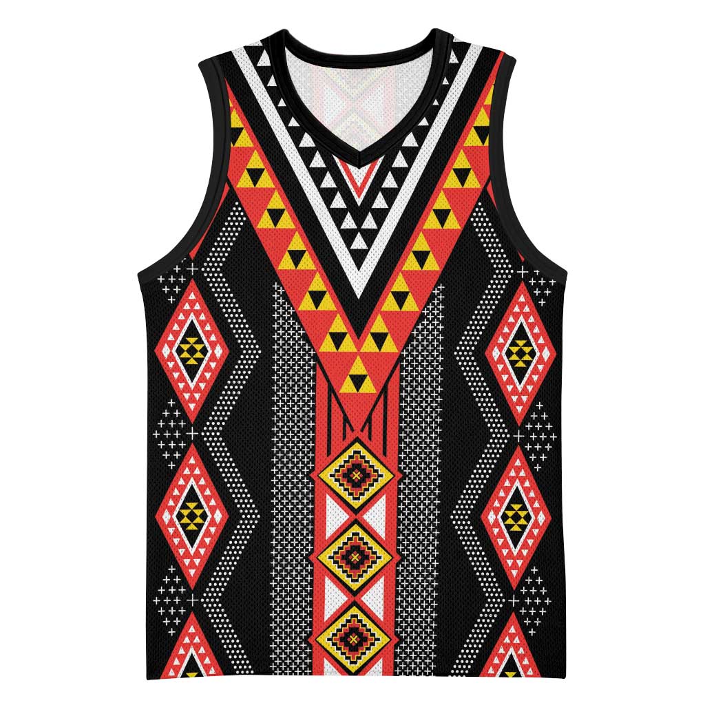 Niho Taniwha Taniko Motif Basketball Jersey - Polynesian Pride