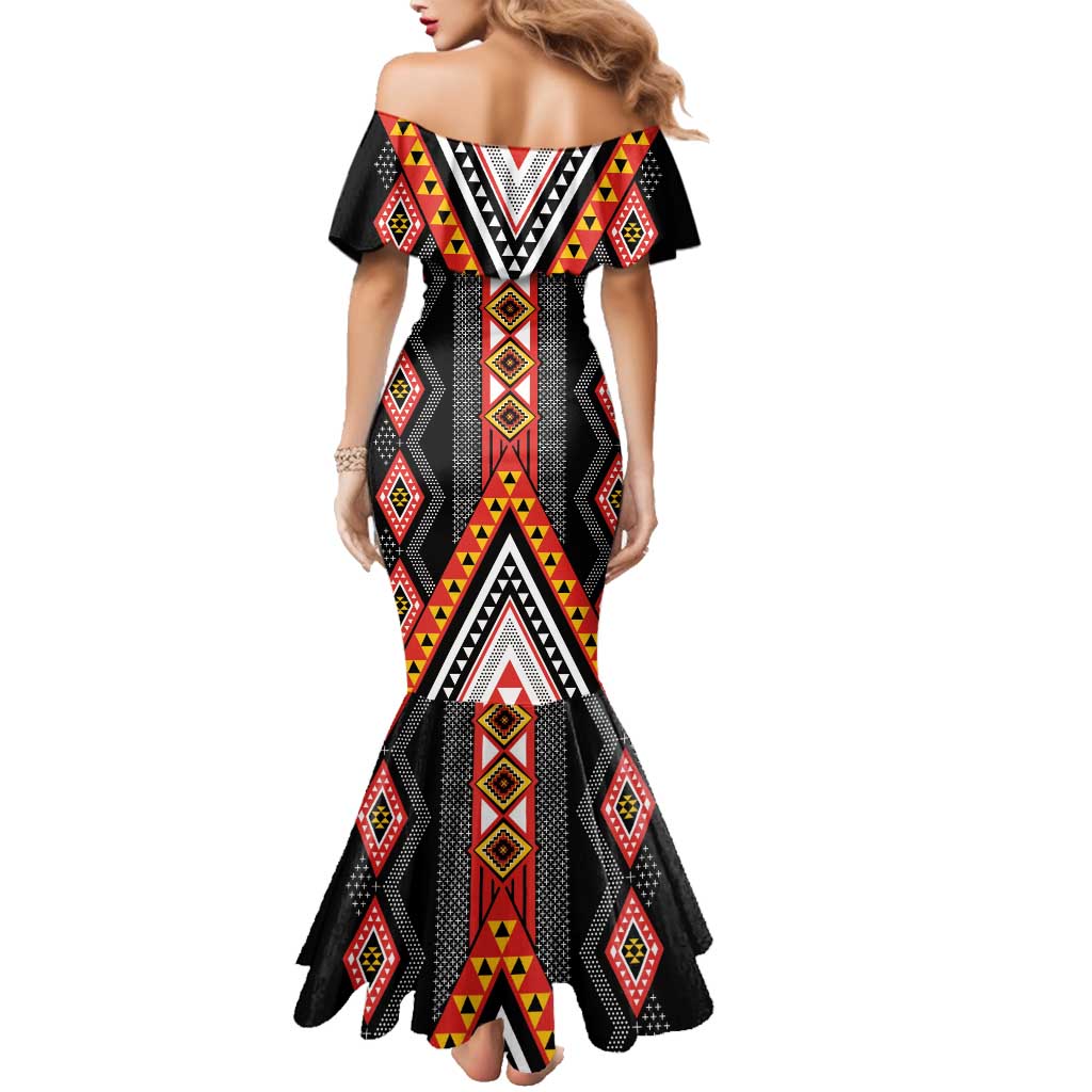 Niho Taniwha Taniko Motif Family Matching Mermaid Dress and Hawaiian Shirt LT9 - Polynesian Pride