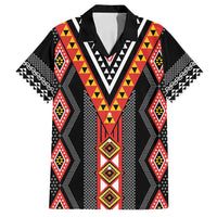 Niho Taniwha Taniko Motif Family Matching Off Shoulder Short Dress and Hawaiian Shirt LT9 Dad's Shirt - Short Sleeve Red - Polynesian Pride