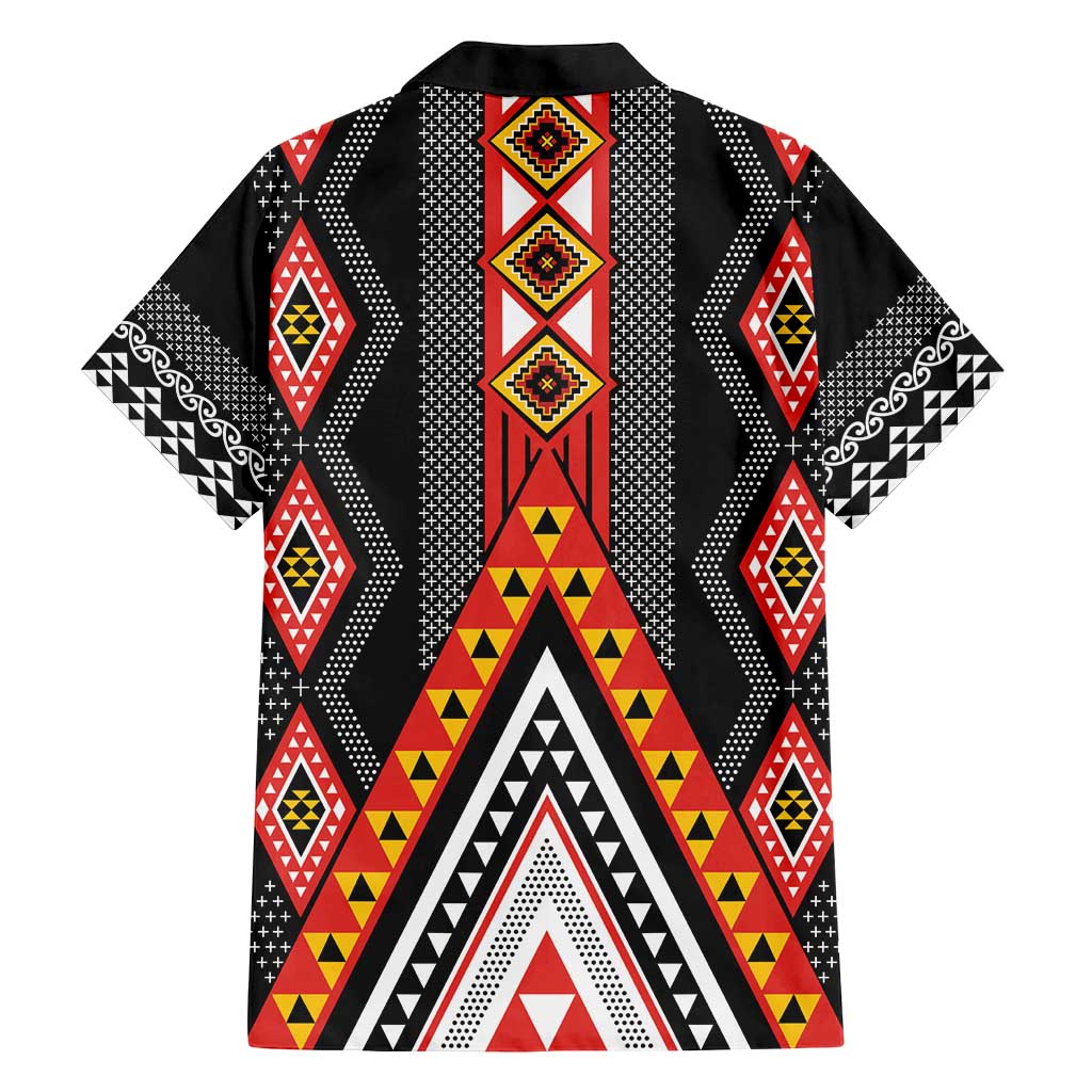 Niho Taniwha Taniko Motif Family Matching Off Shoulder Short Dress and Hawaiian Shirt LT9 - Polynesian Pride