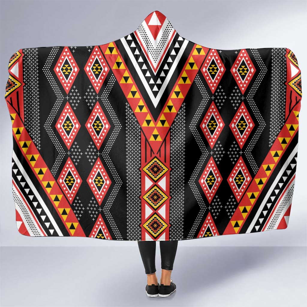 Niho Taniwha Taniko Motif Hooded Blanket