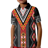 Niho Taniwha Taniko Motif Kid Polo Shirt