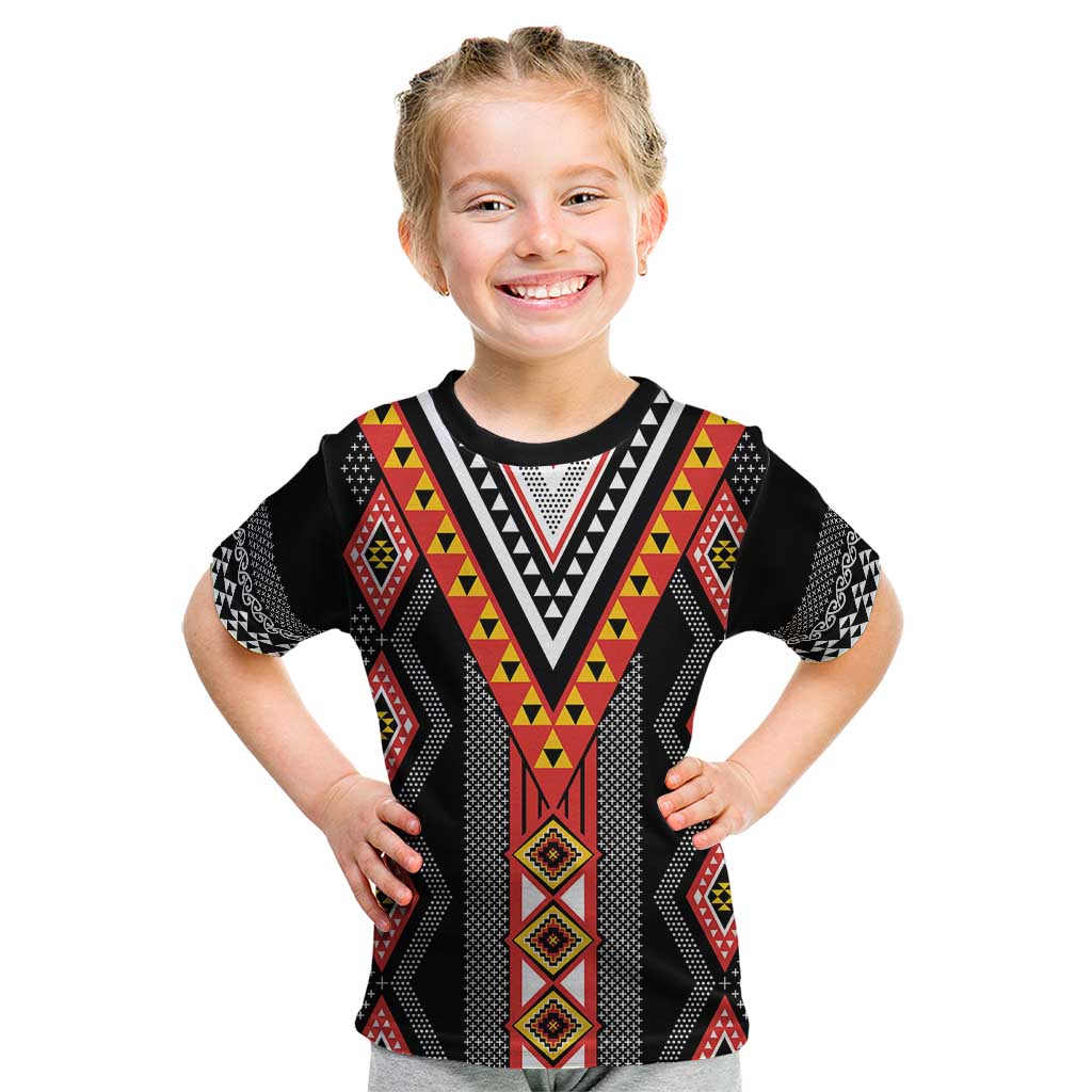 Niho Taniwha Taniko Motif Kid T Shirt