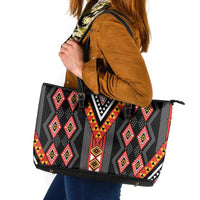 Niho Taniwha Taniko Motif Leather Tote Bag