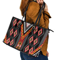 Niho Taniwha Taniko Motif Leather Tote Bag