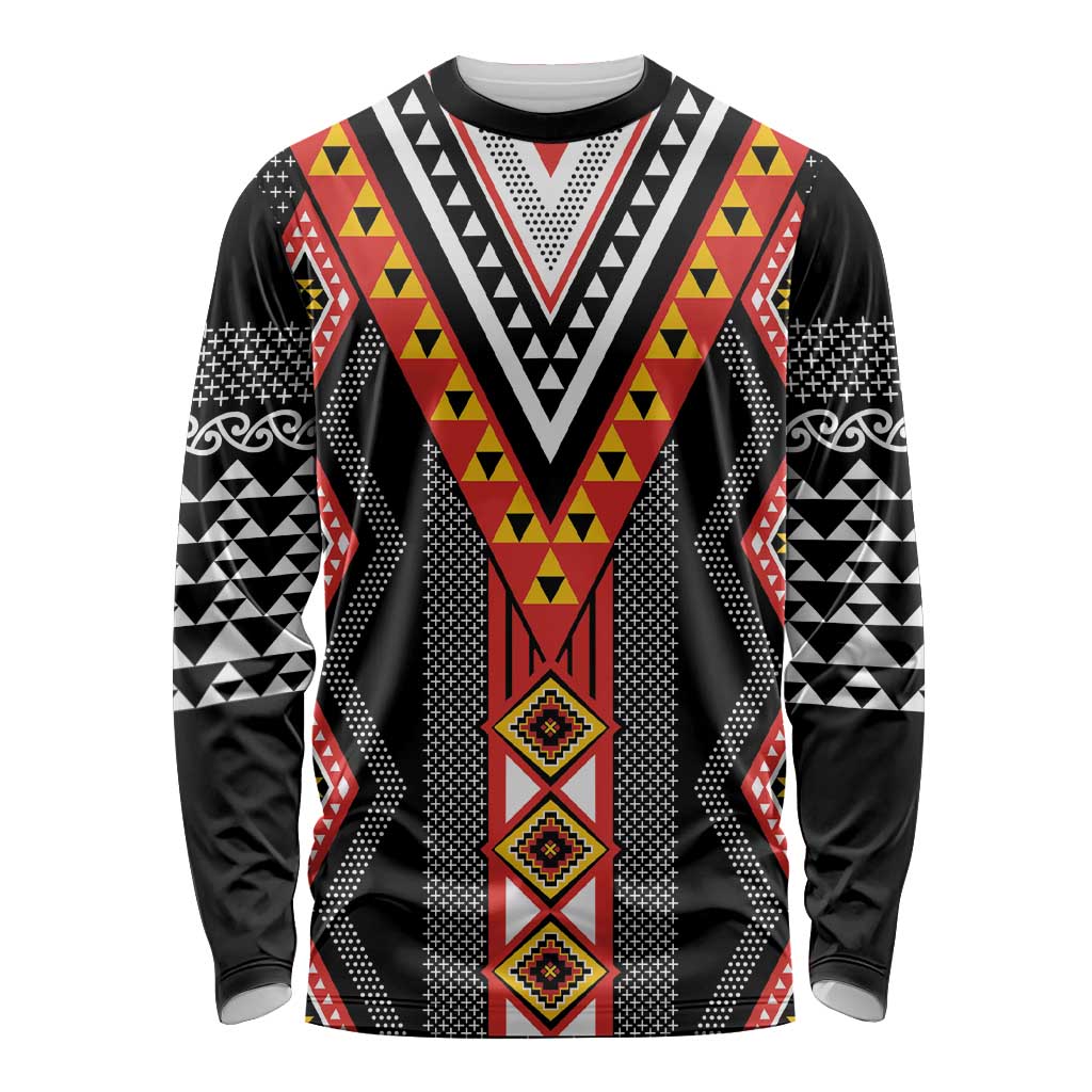 Niho Taniwha Taniko Motif Long Sleeve Shirt