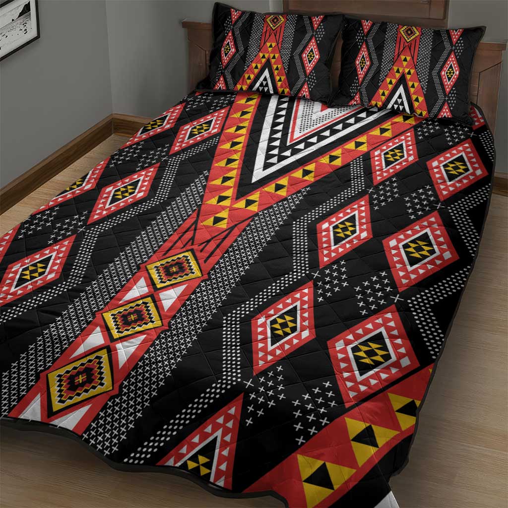 Niho Taniwha Taniko Motif Quilt Bed Set