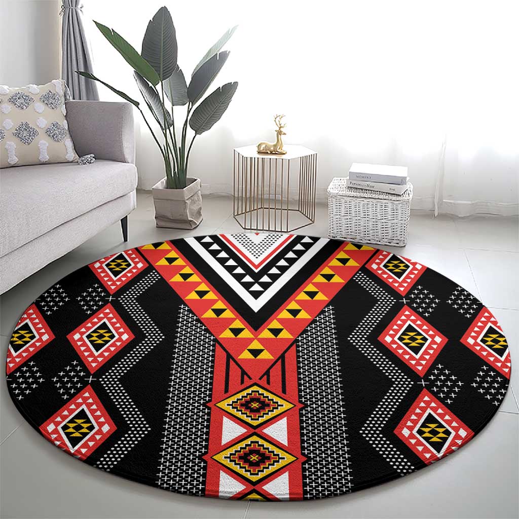 Niho Taniwha Taniko Motif Round Carpet