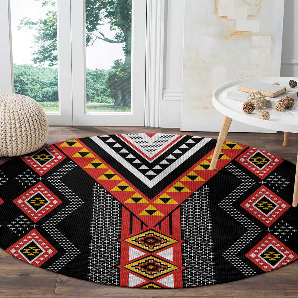 Niho Taniwha Taniko Motif Round Carpet