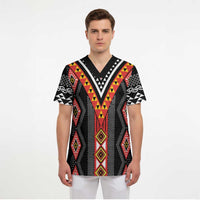 Niho Taniwha Taniko Motif Scrub Top - Polynesian Pride